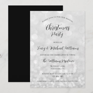 Silver Bokeh Christmas Party Invitation