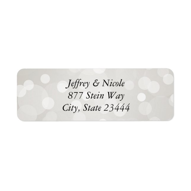 Silver Bokeh Elegant Custom Wedding Return Address Label (Front)