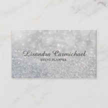 Silver Bokeh Sparkle Event Planner Business Cards