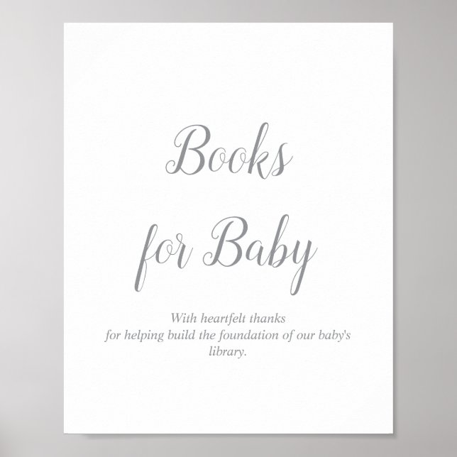 Silver Books for Baby Shower Sign (Front)