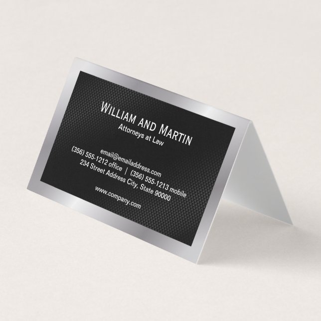 Silver Border | Black Pattern Business Card (Front)