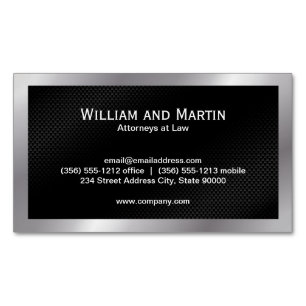 Silver Border   Black Pattern Magnetic Business Card