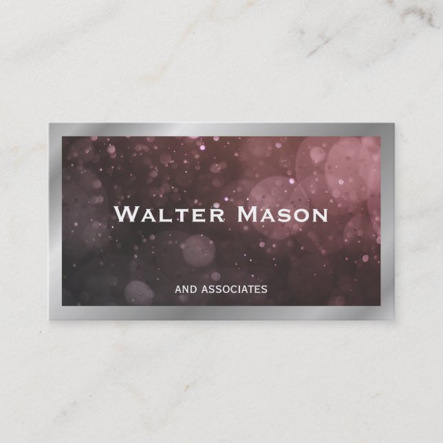 Silver Border | Bokeh | Content Creator Business Card (Front)