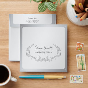 Silver Border Minimalist Wedding Envelope