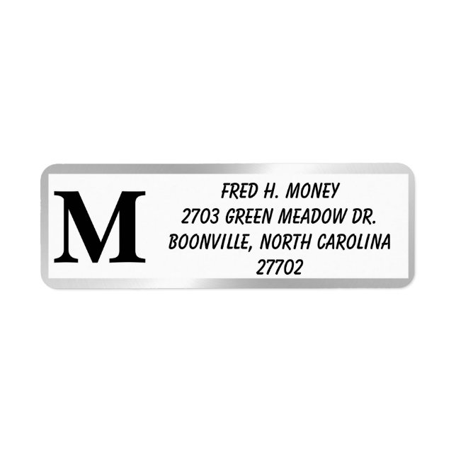 SILVER BORDER RETURN ADDRESS LABEL (Front)