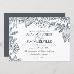 Silver Botanical Floral wedding invitation