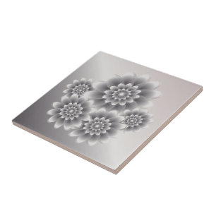 Silver bouquet ceramic tile