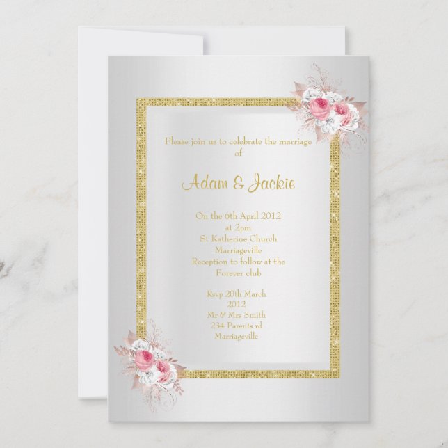 Silver Bouquet  ELEGANT CLASSY WEDDING Invitation (Front)