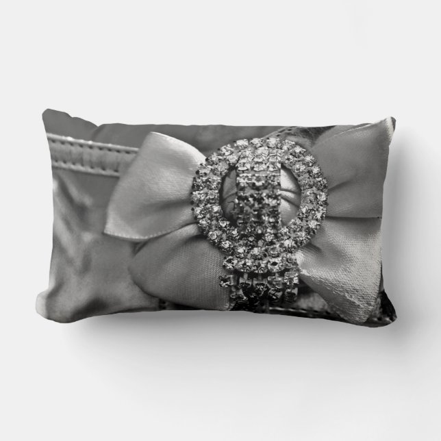 Silver Bow and Crystals Lumbar Cushion (Front)