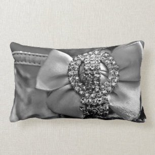 Silver Bow and Crystals Lumbar Cushion
