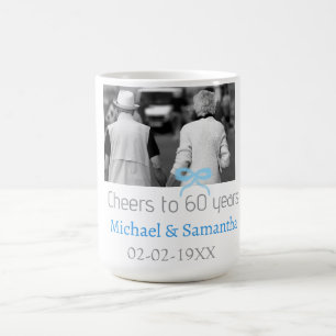 SILVER bow cheers to 60 years anniversary wedding  Coffee Mug