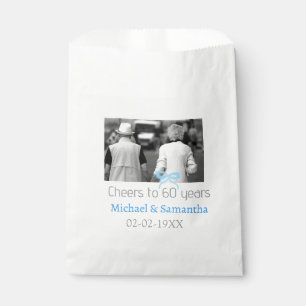 SILVER bow cheers to 60 years anniversary wedding  Favour Bag
