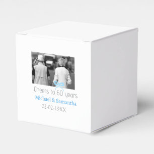 SILVER bow cheers to 60 years anniversary wedding Favour Box