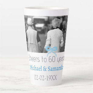 SILVER bow cheers to 60 years anniversary wedding Latte Mug
