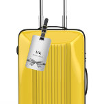 Silver bow monogram initials elegant luggage tag<br><div class="desc">A faux silver looking background. Decorated with a faux silver looking bow. Personalise and add your monogram letters and full name on the front. Your contact information on the back.</div>