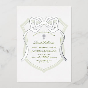 Silver Bow Sage Green Crest Baptism