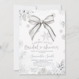 Silver Bow Winter A Merry Little Bridal Shower Invitation