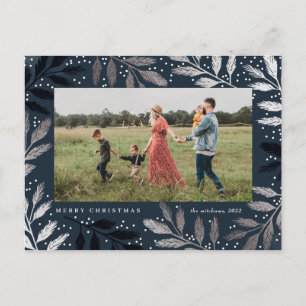 Silver Branches Merry Christmas Photo  Holiday Postcard