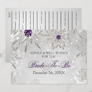 silver bridal shower Advice and Well Wishes Card