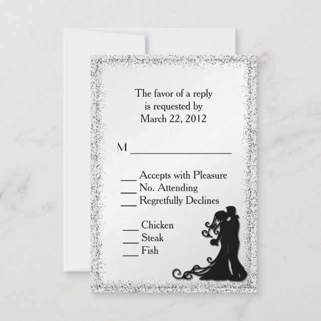 Silver Bride and Groom Menu Choice RSVP (Front)