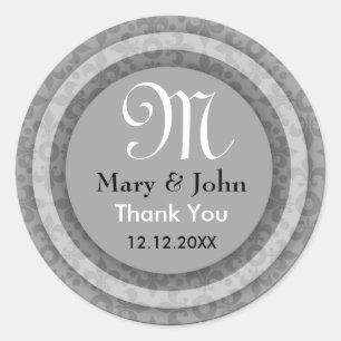 Silver Bride&Groom Thank You Monogram Seals