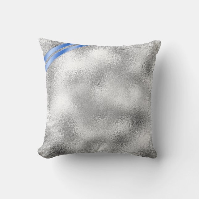 Silver Brocade Fifteenth Birthday Blue ID382 Cushion (Front)