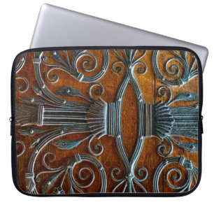Silver brown wood funky looking door laptop sleeve