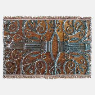 Silver brown wood funky looking door throw blanket