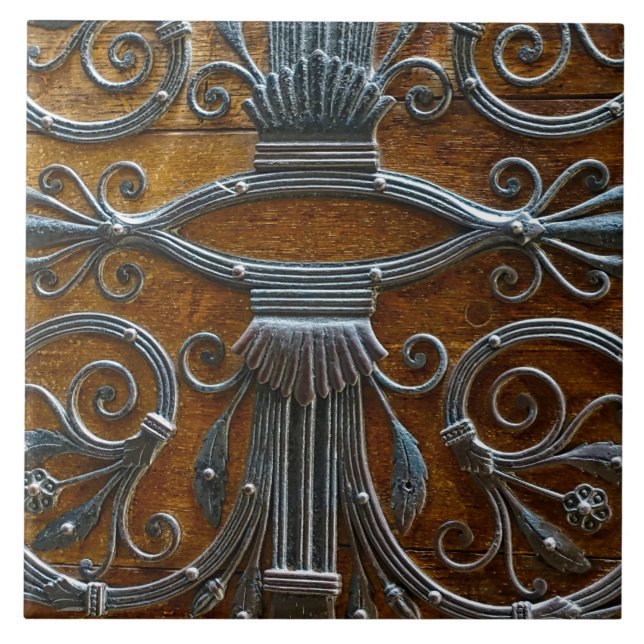 Silver brown wood funky looking door tile (Front)