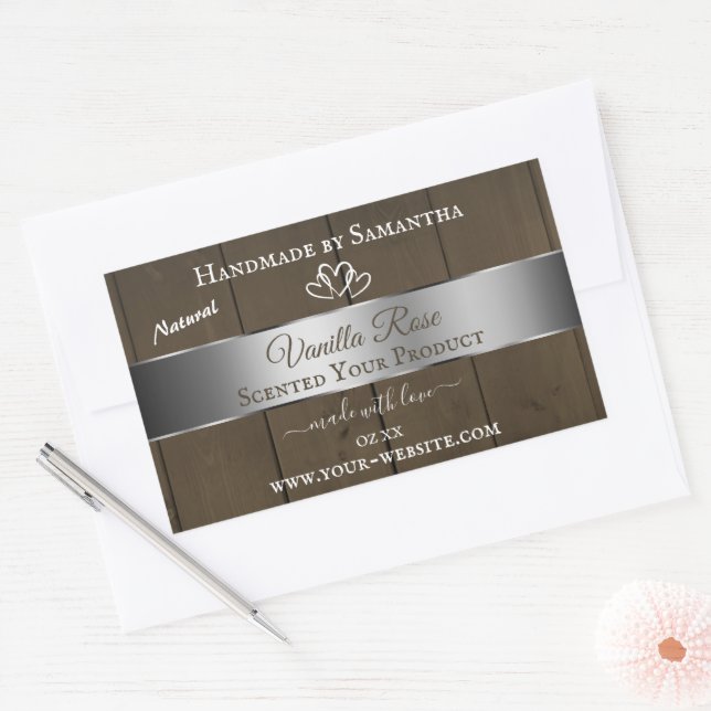 Silver Brown Wood Grain Product Packaging Labels (Envelope)