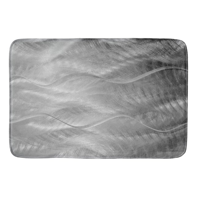 Silver Brushed Metal Abstract Bath Mat (Front)
