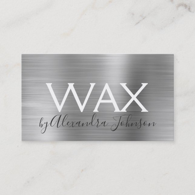 Silver Brushed Metal Beauty Wax Business Card (Front)