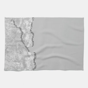 Silver Brushed Metal Glitter Tea Towel