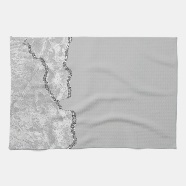 Silver Brushed Metal Glitter Tea Towel (Horizontal)