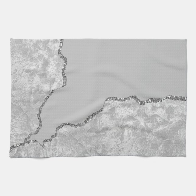 Silver Brushed Metal Glitter Tea Towel (Horizontal)