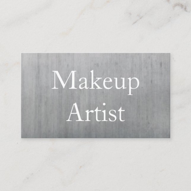 Silver Brushed Metal Hair Stylist Makeup Artist Business Card (Front)