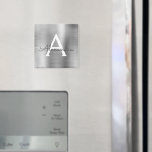 Silver Brushed Metal Monogram Name Magnet<br><div class="desc">Silver Faux Foil Metallic Brushed Metal Monogram Name and Initial Party Magnet. This makes the perfect sweet 16 birthday,  wedding,  bridal shower,  anniversary,  baby shower or bachelorette party gift for someone that loves glam luxury and chic styles.</div>