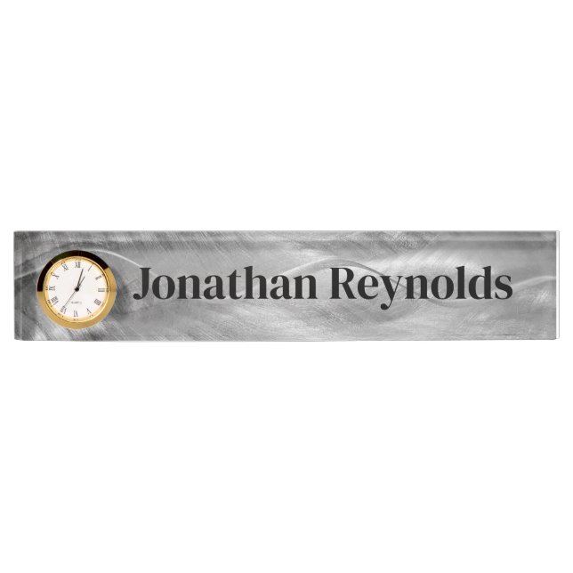 Silver Brushed Metal with Name Nameplate (Front)