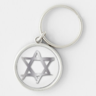 Silver Brushed Star of David Keychain