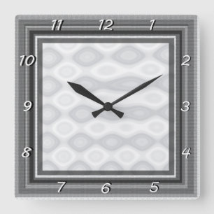 Silver Brushed Steel Look Background Square Wall Clock