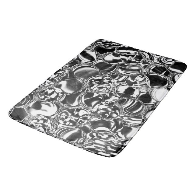 Silver bubbles with glass or metal tone  bath mat (Angled)