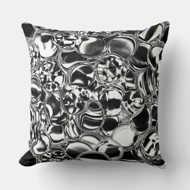 Silver bubbles with glass or metal tone  cushion (Front)