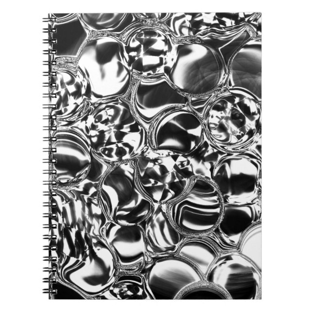 Silver bubbles with glass or metal tone  notebook (Front)