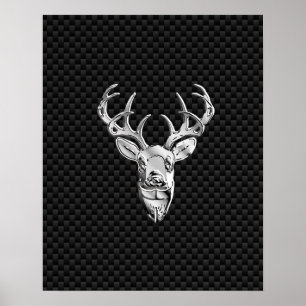 Silver Buck on Carbon Fibre Decor