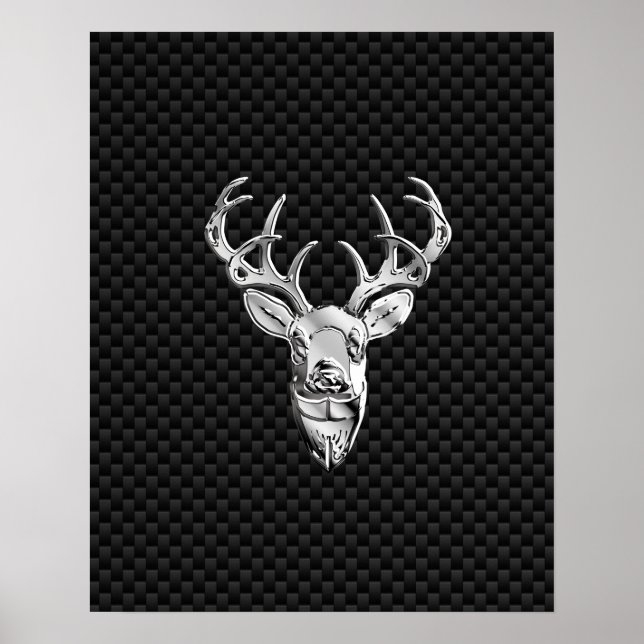 Silver Buck on Carbon Fibre Decor (Front)