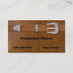 Silver Buckle AgedLeather Business Card
