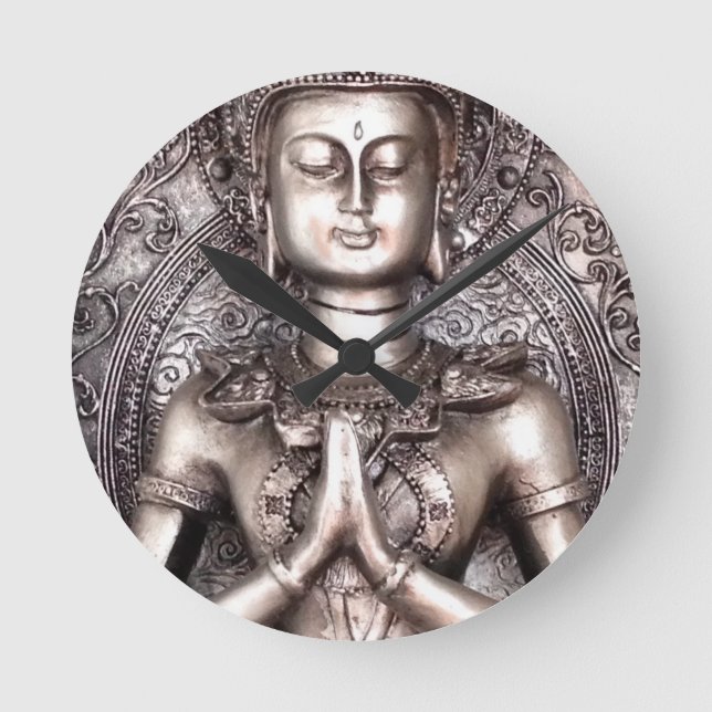 Silver Buddha Round Clock (Front)