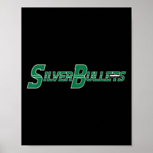 Silver Bullets Softll - Green On Navy Poster