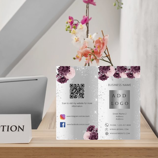 Silver burgundy florals business brochure (Creator Uploaded)