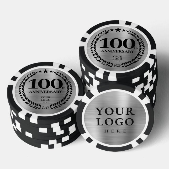 Silver Business 100th Anniversary Poker Chips (Stack)